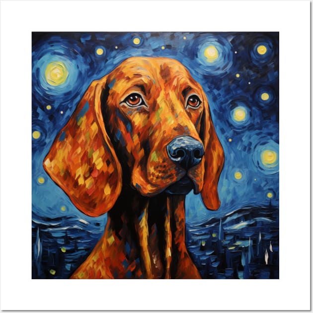 Redbone coonhound Night Portrait Wall Art by NatashaCuteShop